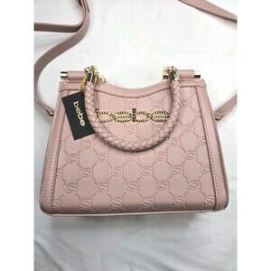 NWT bebe Blush Pink Logo Satchel Braided Handle Gold Hardware Crossbody
